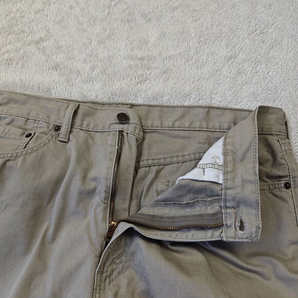 Levi's 505 Jeans 38x32 Khaki Brown Slim Straight 100% Cotton Utility Workwear - Picture 5 of 12